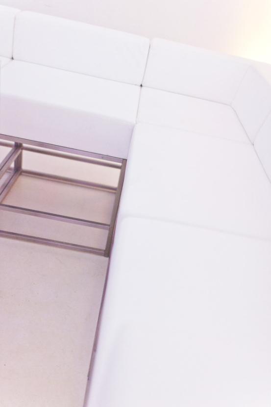 Lederhochsofamodul mit R�ckenlehne, 75 x 75 cm, wei�