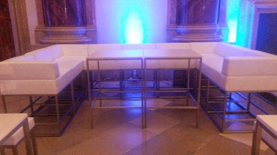 Lederhochsofamodul mit R�ckenlehne, 75 x 75 cm, wei�