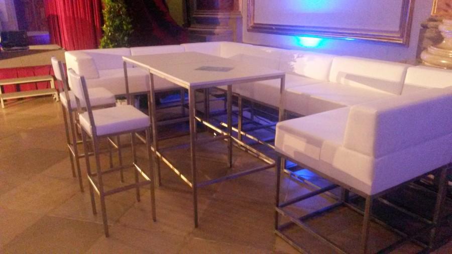 Lederhochsofamodul mit R�ckenlehne, 75 x 75 cm, wei�