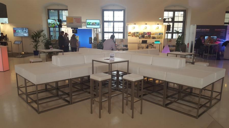 Lederhochsofamodul mit R�ckenlehne, 75 x 75 cm, wei�