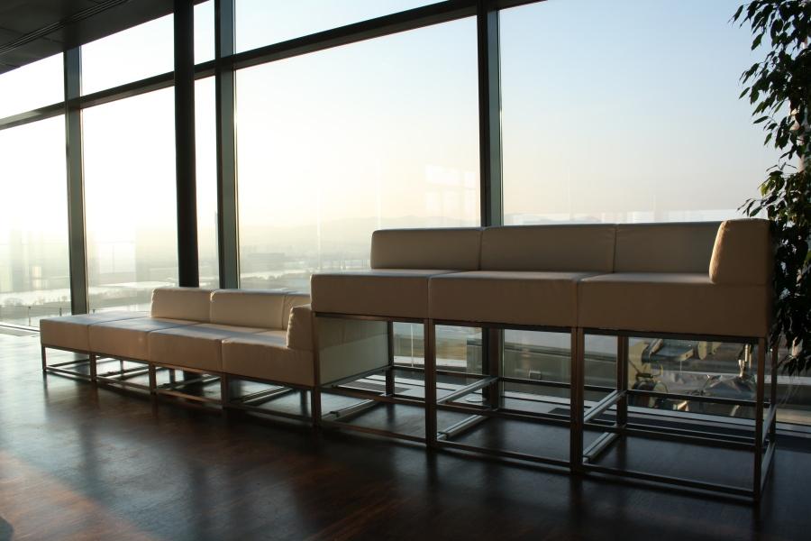 Lederhochsofamodul mit R�ckenlehne, 75 x 75 cm, wei�