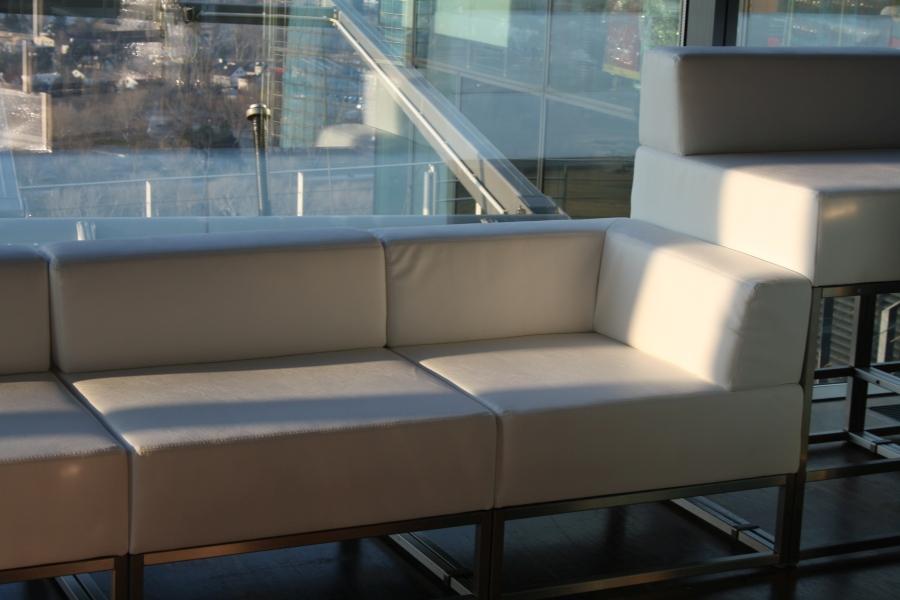 Lederhochsofamodul mit R�ckenlehne, 75 x 75 cm, wei�