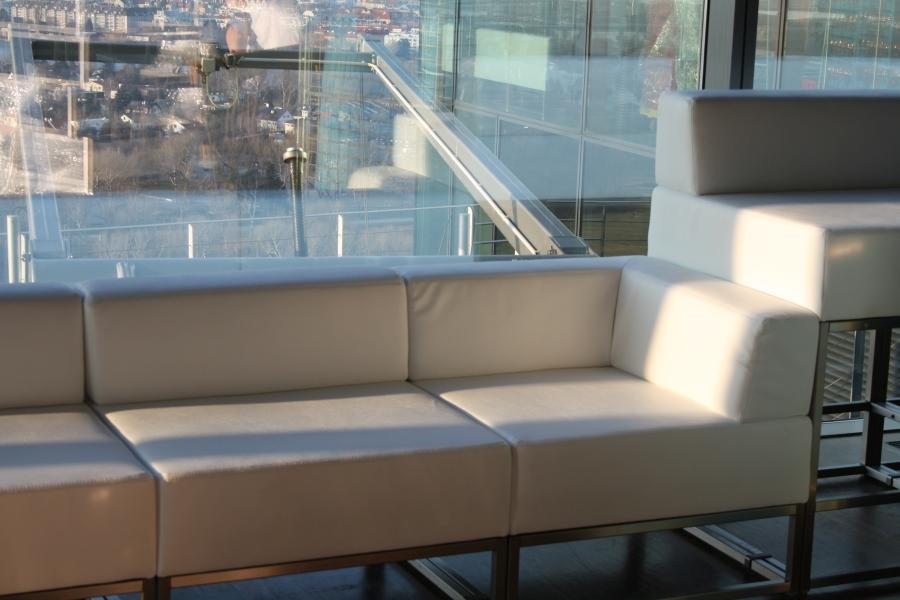 Lederhochsofamodul mit R�ckenlehne, 75 x 75 cm, wei�