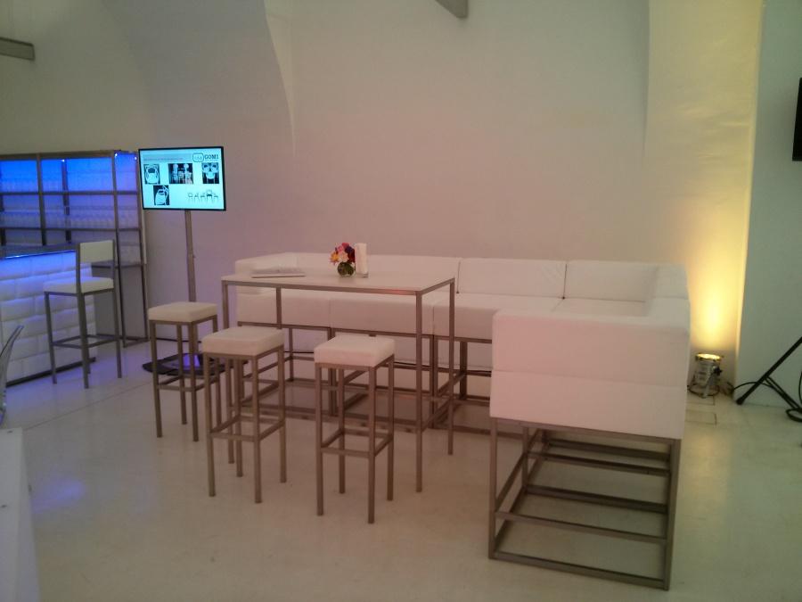 Lederhochsofamodul mit R�ckenlehne, 75 x 75 cm, wei�