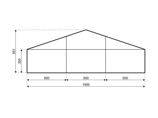 Gro�zelt - Breite: 15 m - Seitenh�he: 3 m - Firsth�he: 5,51 m