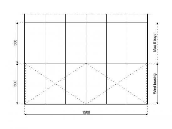 Gro�zelt hoch - Breite: 15 m - Seitenh�he: 4 m - Firsth�he: 6,51 m