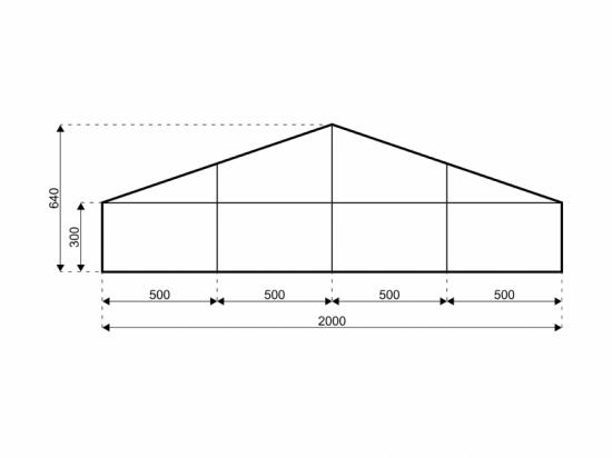 Gro�zelt - Breite: 20 m - Seitenh�he: 3 m - Firsth�he: 6,40 m