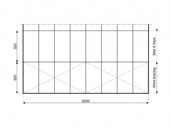 Gro�zelt hoch - Breite: 20 m - Seitenh�he: 4 m - Firsth�he: 7,40 m