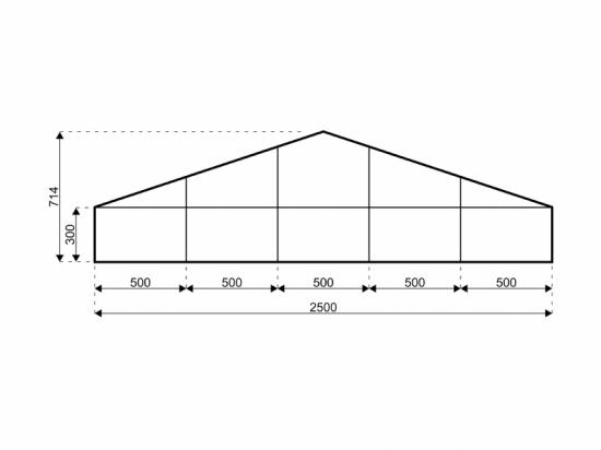 Gro�zelt - Breite: 25 m - Seitenh�he: 3 m - Firsth�he: 7,14 m