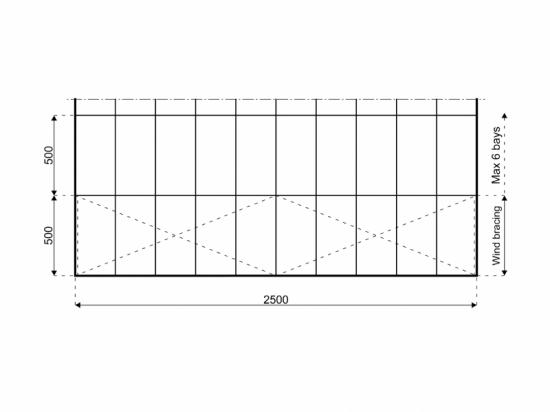 Gro�zelt - Breite: 25 m - Seitenh�he: 3 m - Firsth�he: 7,14 m