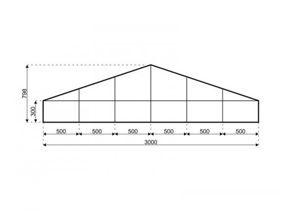 Gro�zelt - Breite: 30 m - Seitenh�he: 3 m - Firsth�he: 7,98 m