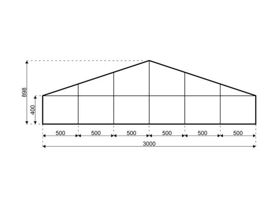 Gro�zelt hoch - Breite: 30 m - Seitenh�he: 4 m - Firsth�he: 8,98 m