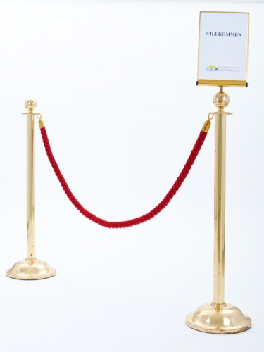 Absperrst�nder mit Hinweistafel - Material: Messing - Format: A4 Hochformat