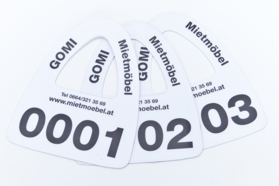 Garderobennummer aus Kunststoff