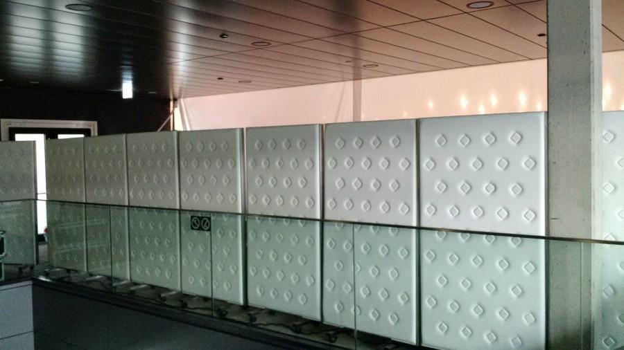 Paravent, 100 x 200 cm - Einschub: Knopfleder / wei� - Variante: beidseitig