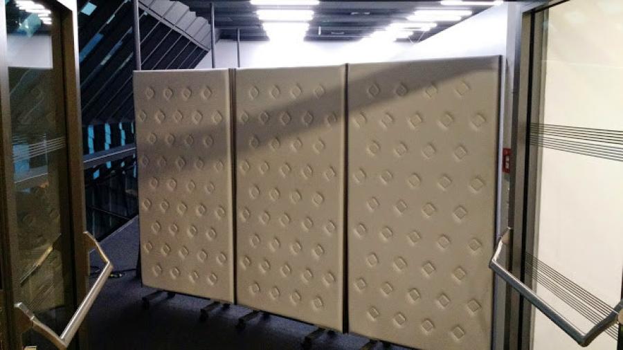 Paravent, 100 x 200 cm - Einschub: Knopfleder / wei� - Variante: beidseitig