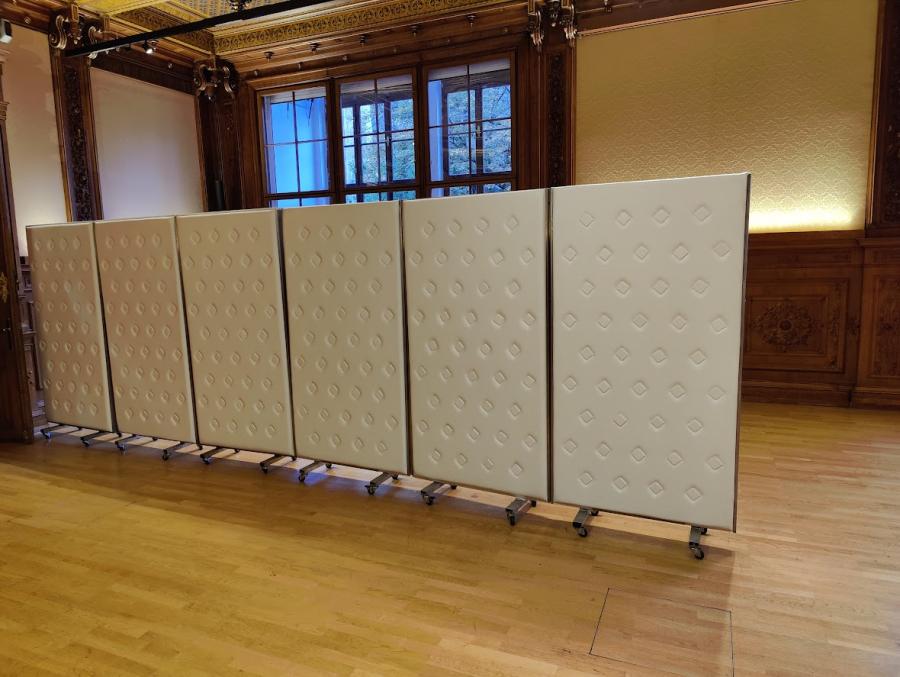 Paravent, 100 x 200 cm - Einschub: Knopfleder / wei� - Variante: beidseitig