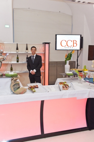 Buffet mit LED-Beleuchtung und Plexifront, 2 lfm
