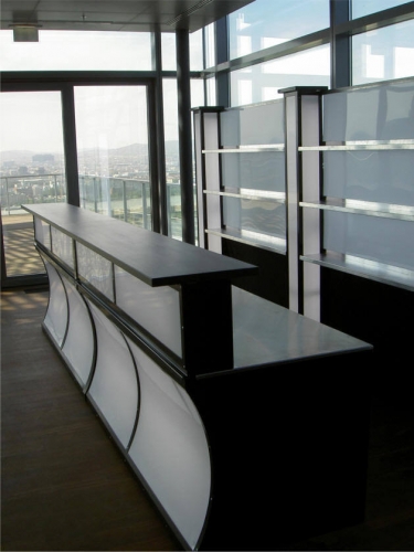 Bar mit LED-Beleuchtung und Plexifront, 2 lfm inkl. Gl�serregal