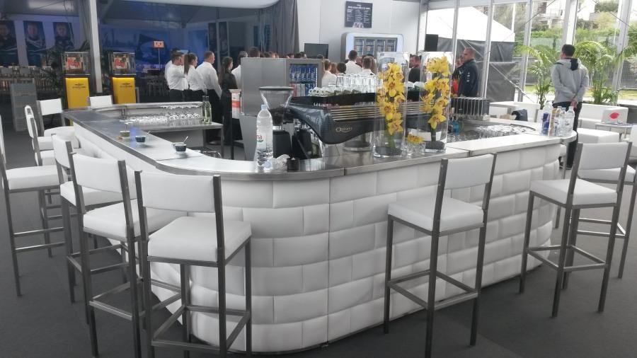 Nirobar, Element mit wei�er Lederfront im Ziegelmuster und LED-Beleuchtung, 100 cm