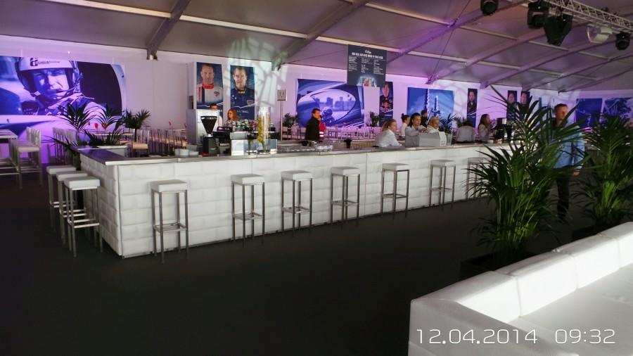 Nirobar, Element mit wei�er Lederfront im Ziegelmuster und LED-Beleuchtung, 100 cm