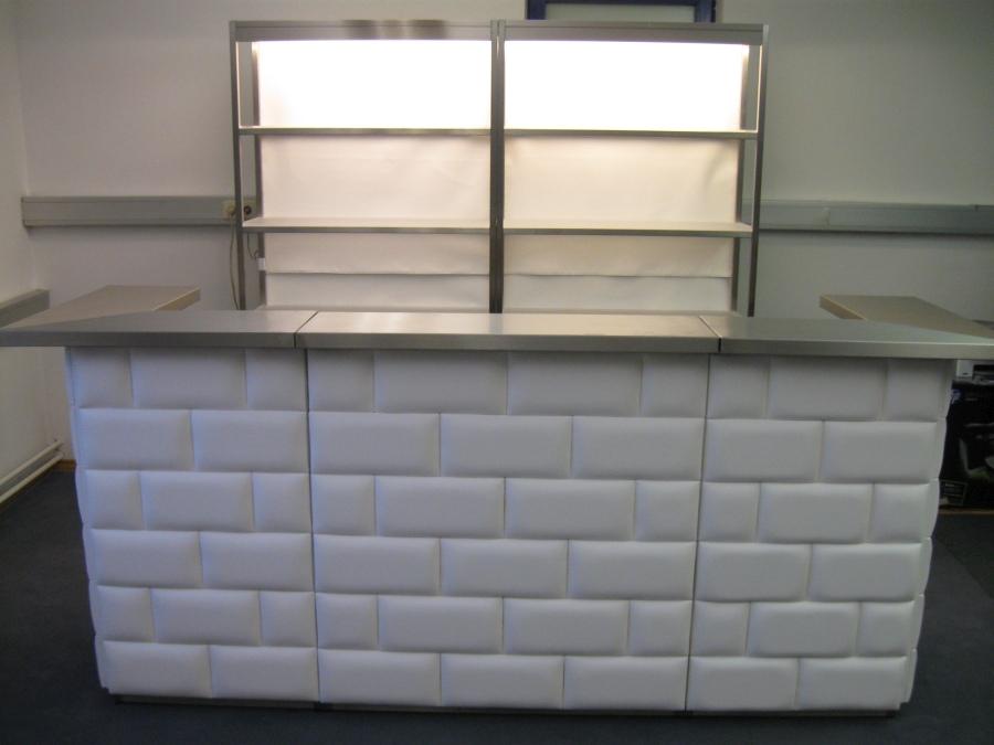 Nirobar, Element mit wei�er Lederfront im Ziegelmuster und LED-Beleuchtung, 100 cm