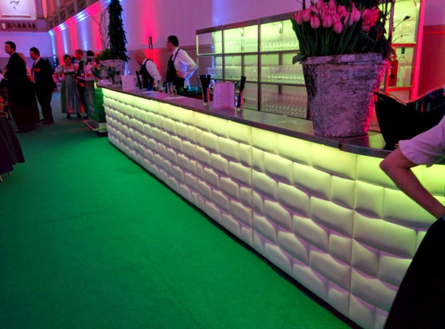 Nirobar, Element mit wei�er Lederfront im Ziegelmuster und LED-Beleuchtung, 100 cm