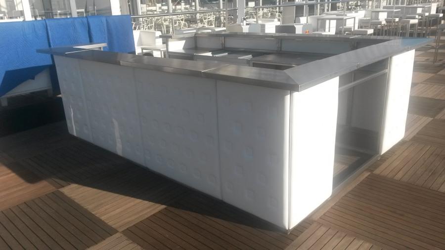 Nirobar - Element: Ecke / Abschluss - Front: Knopfmuster - Farbe: wei� - Top: Niro