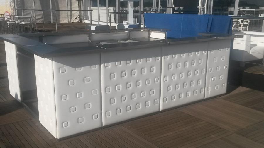 Nirobar - Element: Ecke / Abschluss - Front: Knopfmuster - Farbe: wei� - Top: Niro