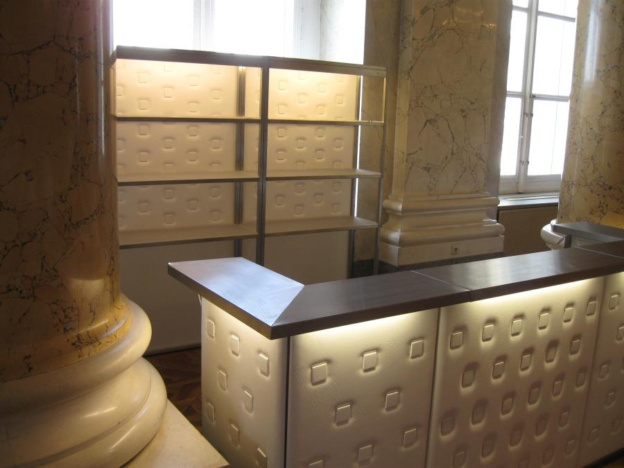 Nirobar - Element: Ecke / Abschluss - Front: Knopfmuster - Farbe: wei� - Top: Niro