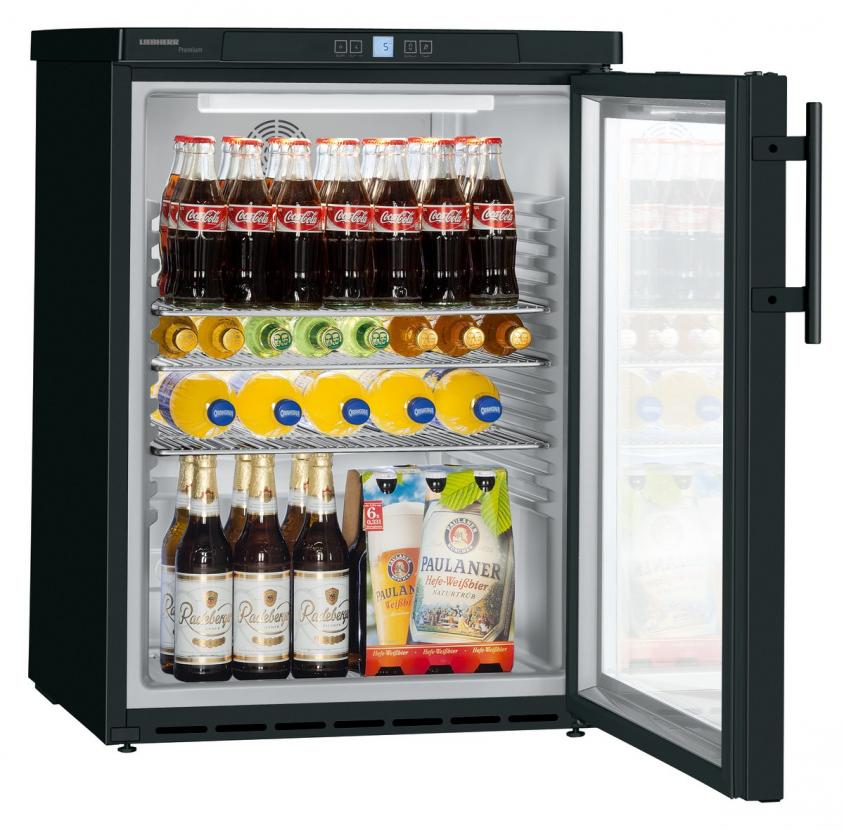 Getränke-Kühlschrank mit Glastüre, 148l, schwarz