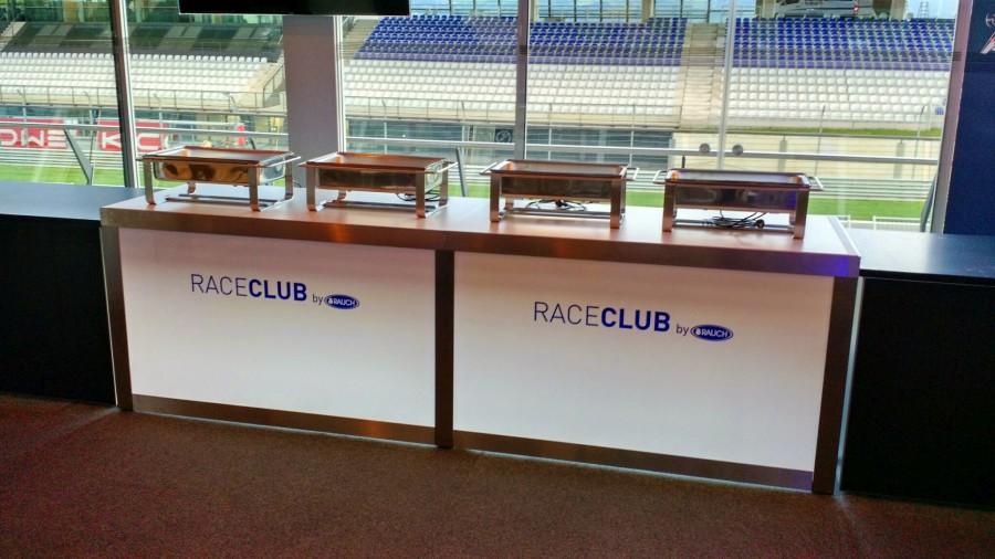 Nirobuffet mit LED beleuchteter Plexifront und wei�er Deckplatte, 150 cm