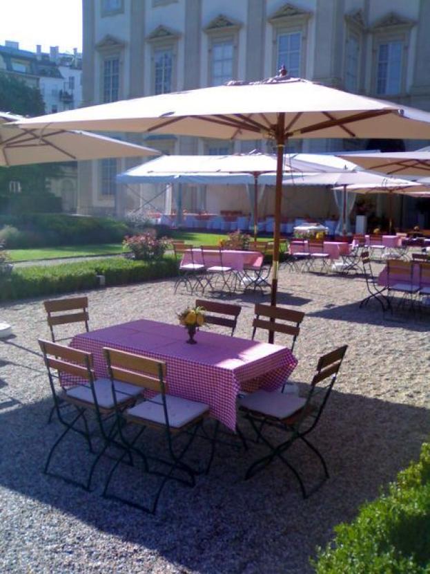 Sonnenschirm, 3m, mit Holzstnder inkl. 50kg Standgewicht