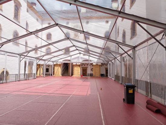 Transparente Dachplane - Zeltbreite: 5 m - Binderabstand: 5 m - Typ: Giebelzelt