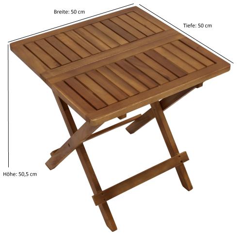 Gartenbeistelltisch Akazie 50 x 50 x 50,5 cm hoch
