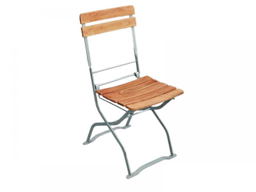 Gartenstuhl mit Holzlattung, Farbe:  Holz mittelbraun ; Gestell verzinkt