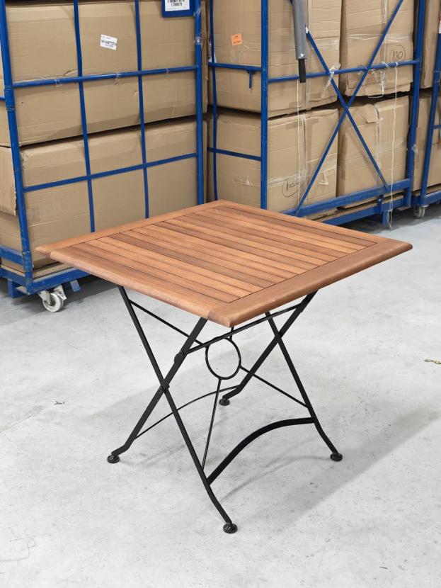 Gartentisch mit Holzlattung, 80 cm x 80 cm rotbraun / schwarz