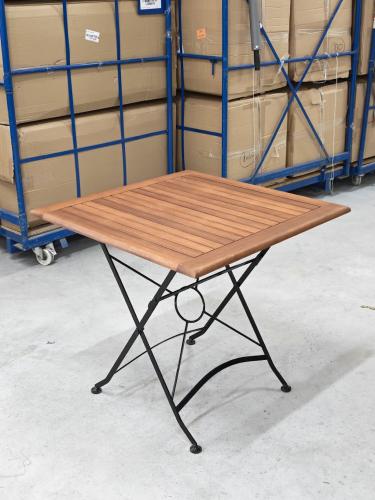Gartentisch mit Holzlattung, 80 cm x 80 cm rotbraun / schwarz